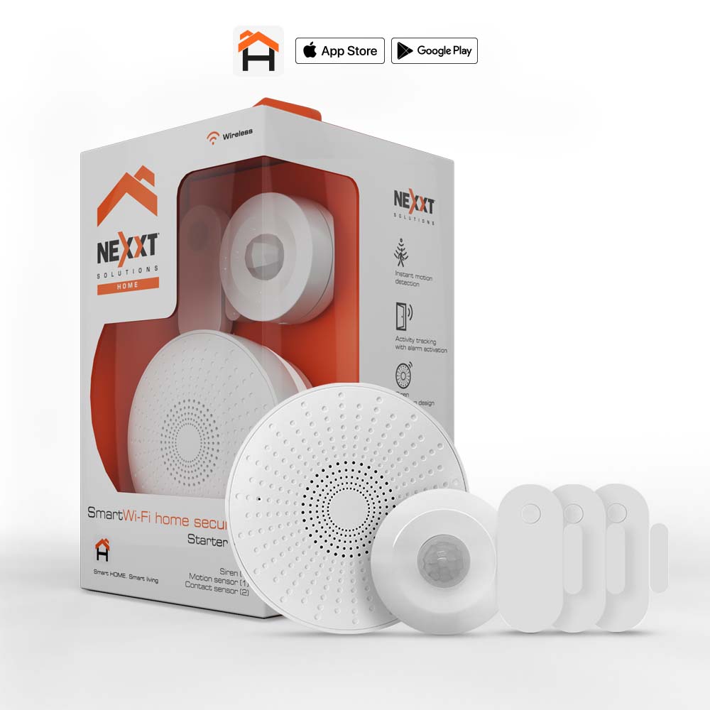 KIT DE ALARMA INALÁMBRICA CON SENSOR DE MOVIMIENTO Y SENSORES DE CONTACTO - NEXXT